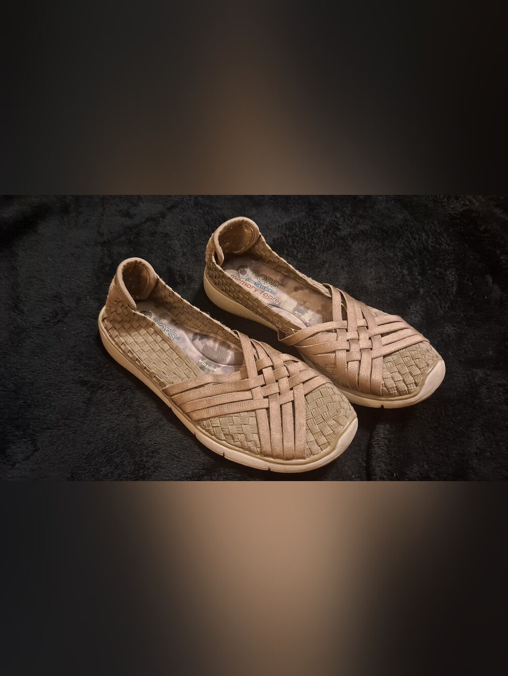 Bobs Taupe Gray Woven Slip-On Women’s Shoes - Comfortable Casual Flats Sz 8
